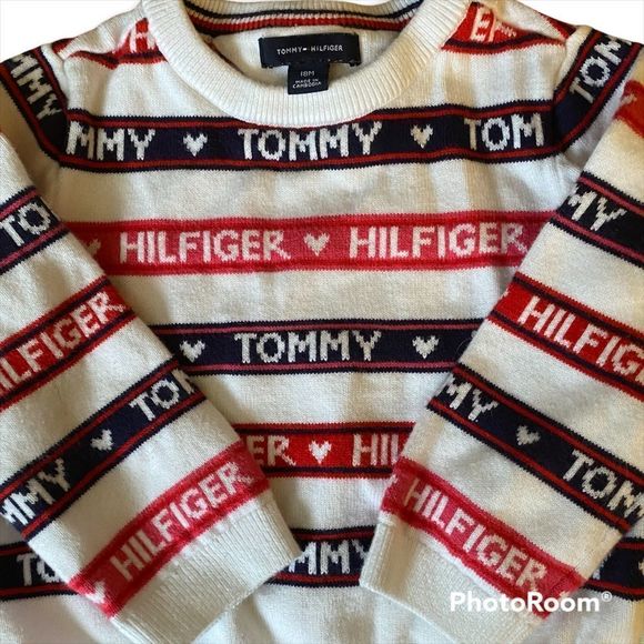 2/$30 🌻 Tommy Hilfiger: Stripes & Logo Knit Sweater - Picture 2 of 7